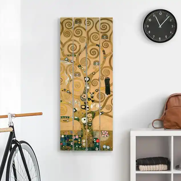 Gustav Klimt - Der Lebensbaum Holzbild Plankenoptik - Hochformat Heißes Angebot