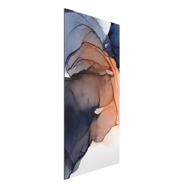 Kostenfreie Lieferung Ozeantropfen Blau-Orange mit Gold Alu-Dibond Outdoor Bild