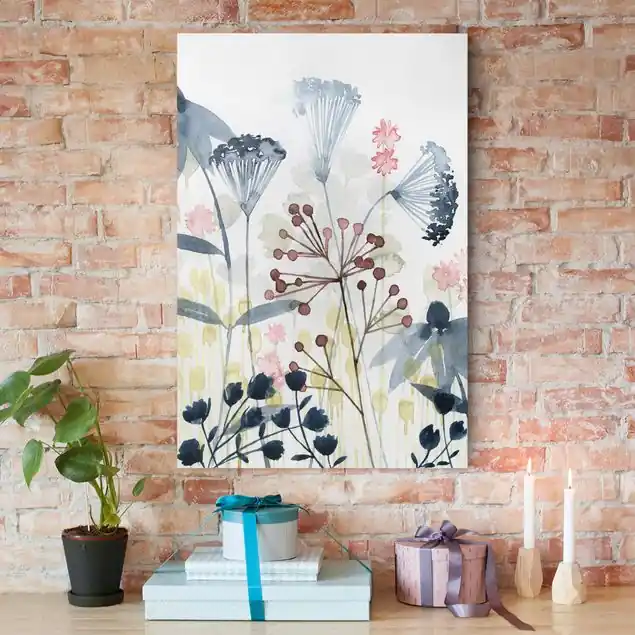 Wildblumen Aquarell I Leinwandbild • hergestellt in Deutschland • langlebiges Canvas mit Holzkeilrahmen • klassische Struktur • 260 g/m² Kostenloser Rückversand