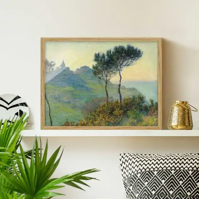 Preisknaller Claude Monet - Varengeville Abendsonne Bild mit Rahmen in Manufakturqualität • Eiche naturbelassen • inkl. Rahmung von Hand • Made in Germany