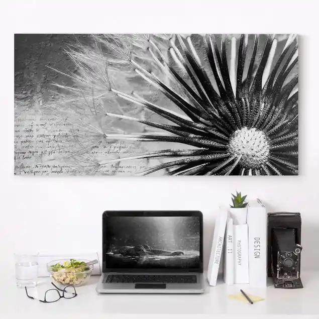 Neue Ware Pusteblume Schwarz & Weiß Leinwandbild • hergestellt in Deutschland • langlebiges Canvas mit Holzkeilrahmen • klassische Struktur • 260 g/m²
