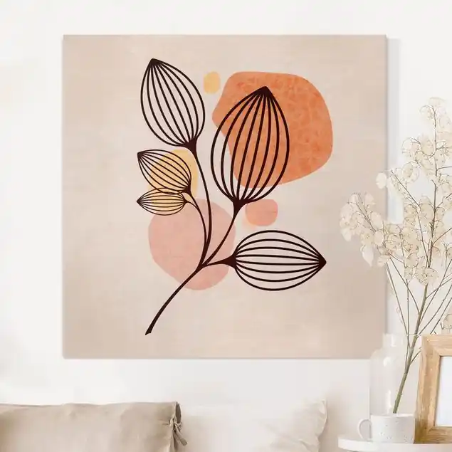 Boho Blätter V Leinwandbild Ausverkauf