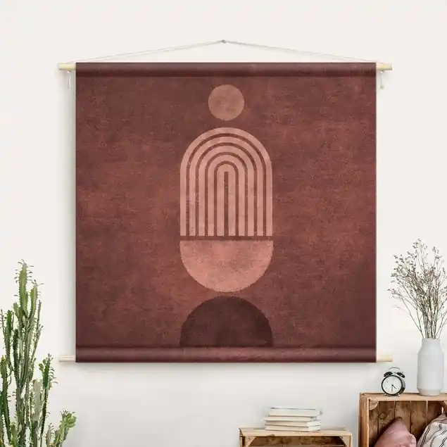 Sonderaktion Boho Geometrie Wandteppich • Handarbeit aus Deutschland • inkl. Rundhölzer & Baumwollseil • lösemittelfrei • natürliche Raumwirkung