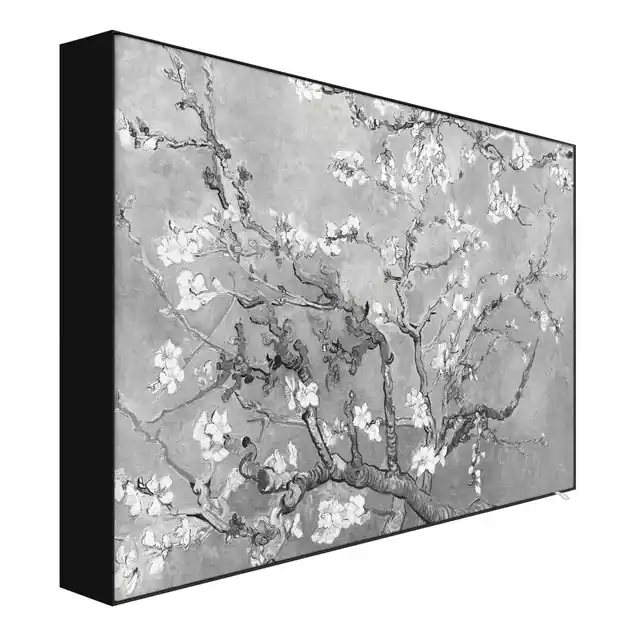 Vincent van Gogh - Mandelblüte Schwarz-Weiß Akustik-Wechselbild Markenprodukt