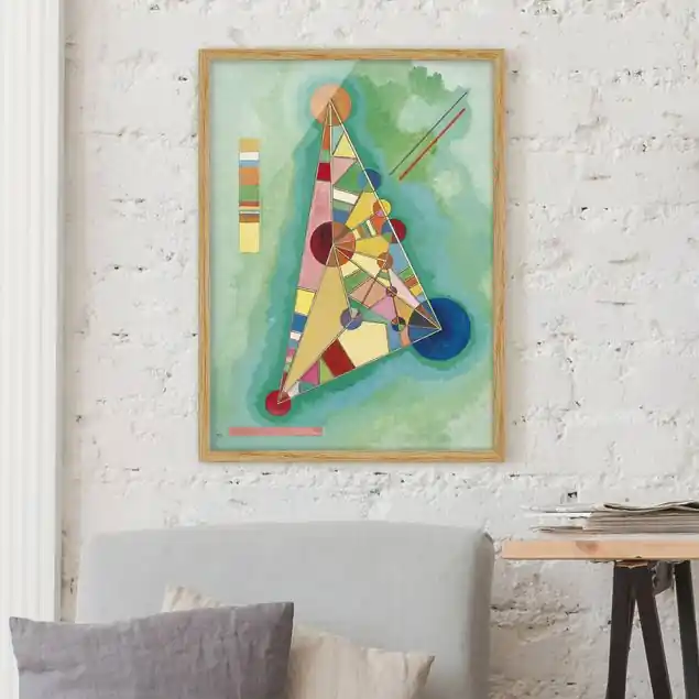 Aktuell Wassily Kandinsky - Dreieck Bild mit Rahmen in Manufakturqualität • Eiche naturbelassen • inkl. Rahmung von Hand • Made in Germany