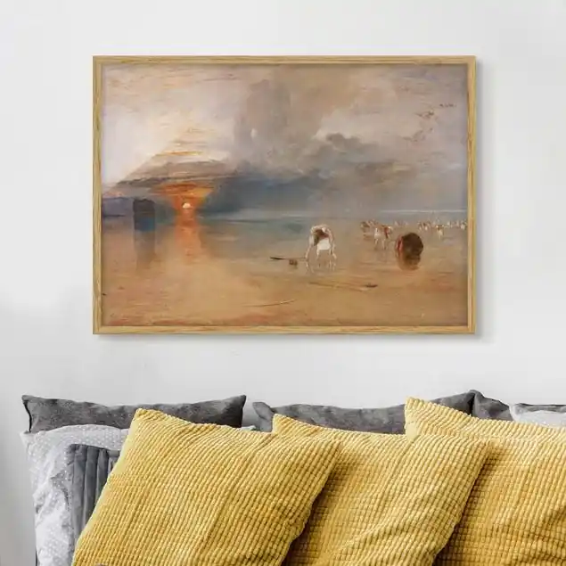 Nur Für Kurze Zeit William Turner - Strand bei Calais Bild mit Rahmen in Manufakturqualität • Eiche naturbelassen • inkl. Rahmung von Hand • Made in Germany