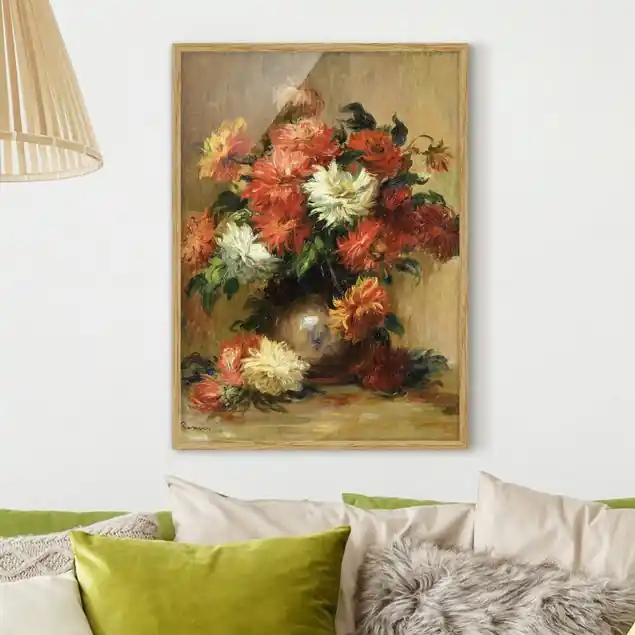 Angebot Auguste Renoir - Stillleben mit Dahlien Bild mit Rahmen in Manufakturqualität • Eiche naturbelassen • inkl. Rahmung von Hand • Made in Germany