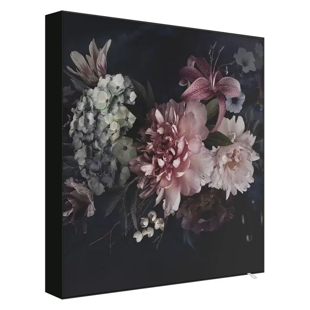 Rabatt Blumen mit Nebel auf Schwarz Wechselbild
