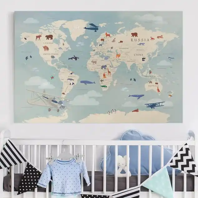 Letzte Chance Karte mit Tieren der Welt Leinwandbild • hergestellt in Deutschland • langlebiges Canvas mit Holzkeilrahmen • klassische Struktur • 260 g/m²