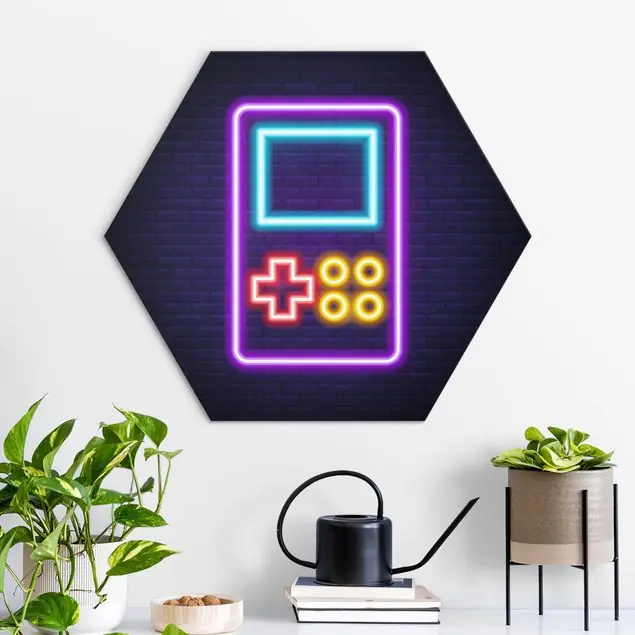 Neon Klassik Konsole Hexagon-Alu-Dibond Bild Heißes Angebot