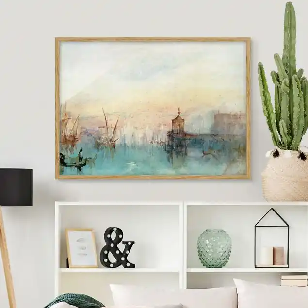 Saisonangebot William Turner - Venedig mit Mond Bild mit Rahmen in Manufakturqualität • Eiche naturbelassen • inkl. Rahmung von Hand • Made in Germany