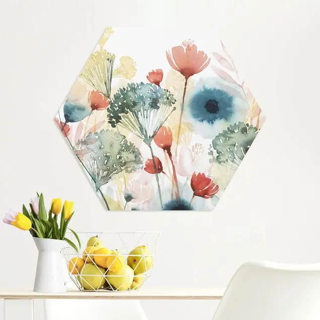 Wildblumen im Sommer I Hexagon-Forexbild Preis Gesenkt