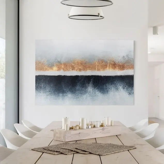Direkt Vom Hersteller Goldener Horizont Aquarell Leinwandbild • hergestellt in Deutschland • langlebiges Canvas mit Holzkeilrahmen • klassische Struktur • 260 g/m²