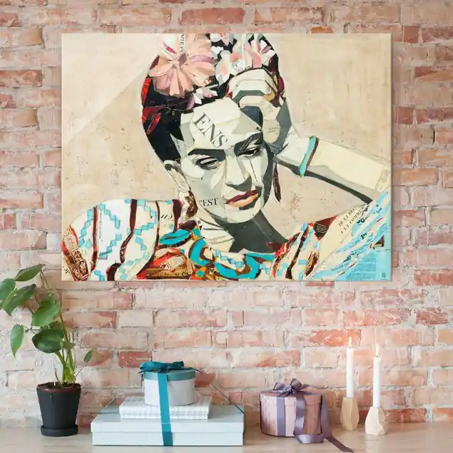 Frida Kahlo - Collage No.1 Glasbild - Querformat Sonderangebot