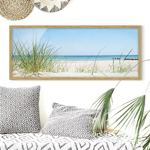 Ostseeküste Bild mit Rahmen in Manufakturqualität • Eiche naturbelassen • inkl. Rahmung von Hand • Made in Germany Geprüft