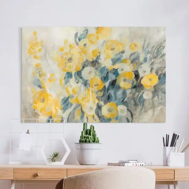 Blumen an einem verregneten Tag Leinwandbild • hergestellt in Deutschland • langlebiges Canvas mit Holzkeilrahmen • klassische Struktur • 260 g/m² Echt