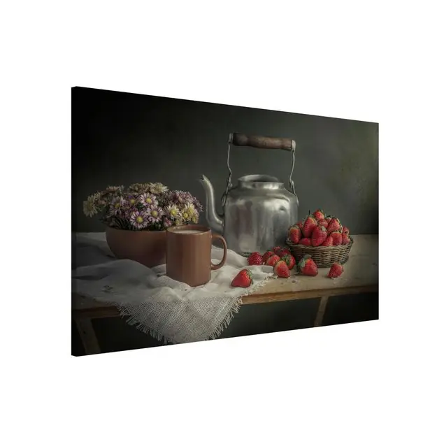 Kostenloser Versand Stillleben mit Erdbeeren Magnettafel - Querformat 3:2