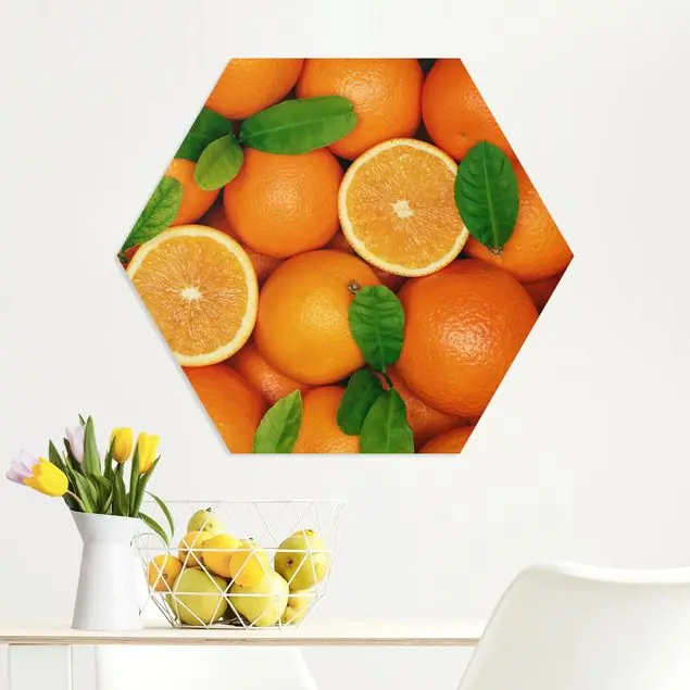 Saftige Orangen Hexagon-Forexbild Markenware