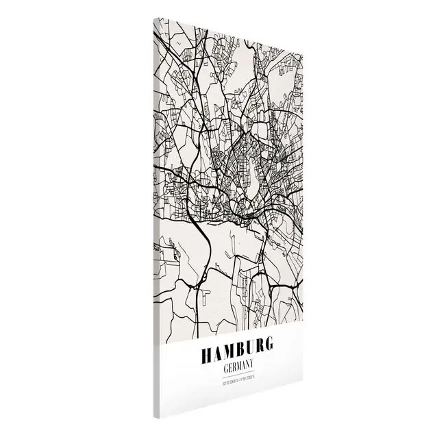 Ausverkauf Stadtplan Hamburg - Klassik Magnettafel - Hochformat 3:4