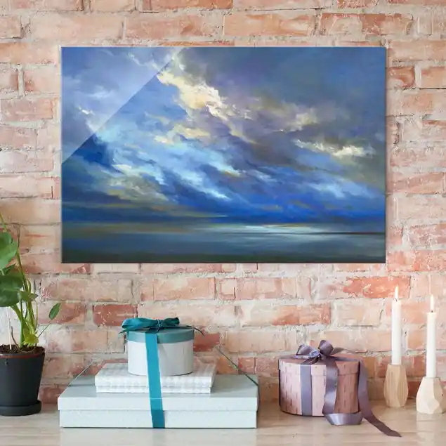 Küstenhimmel dunkel Glasbild - Querformat Heißes Angebot