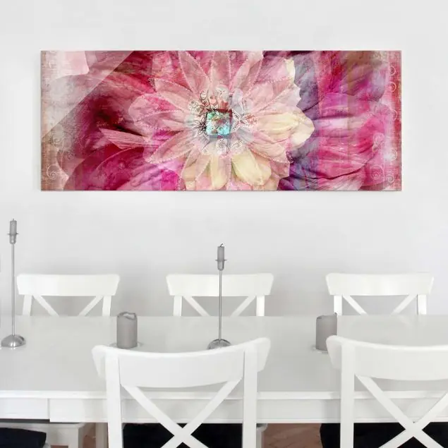 Abverkauf Grunge Flower Glasbild - Panorama