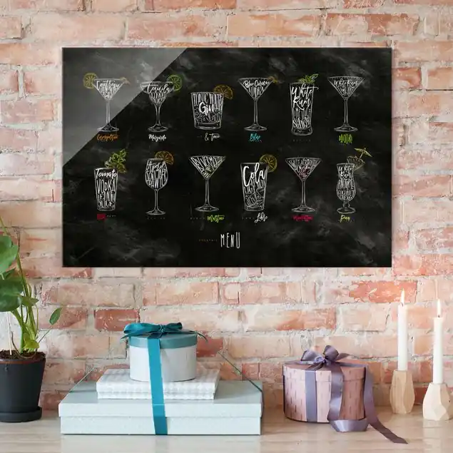 Cocktail Menu Glasbild - Querformat Begrenztes Angebot