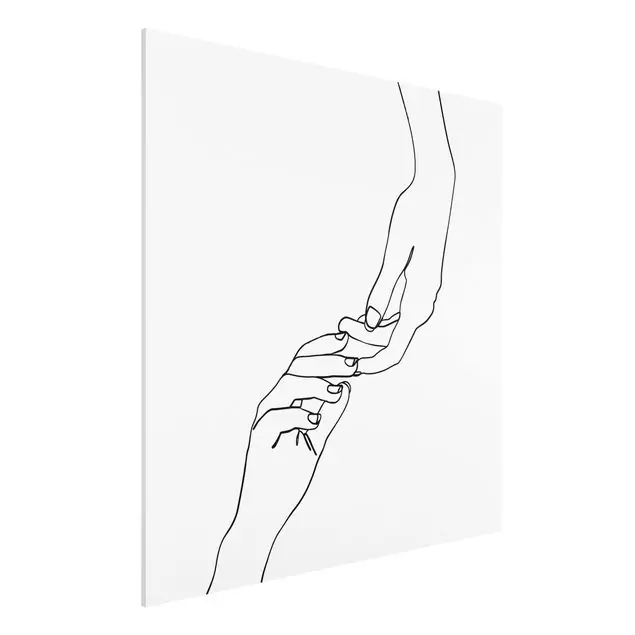 Line Art Hände Berührung Schwarz Weiß Forexbild - Quadrat Kostenfreie Lieferung