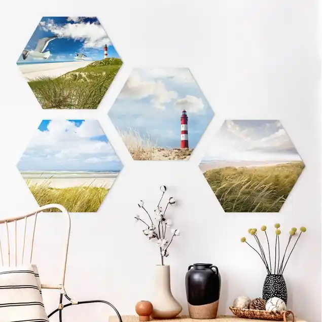 Dünenträume 4-teiliges Hexagon-Alu-Dibond Bild Echt