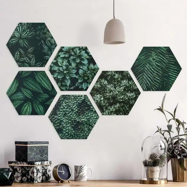 Zertifiziert Grüne Blätter Set II 6-teiliges Hexagon-Forexbild