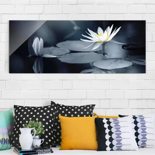 Lotus Spiegelung im Wasser Glasbild Markenprodukt