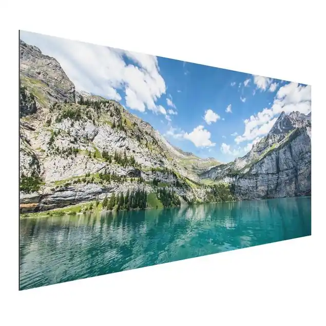Traumhafter Bergsee Alu-Dibond Outdoor Bild Kostenloser Versand