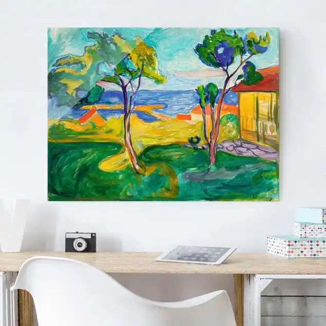 Ausverkauf Edvard Munch - Der Garten Glasbild - Querformat