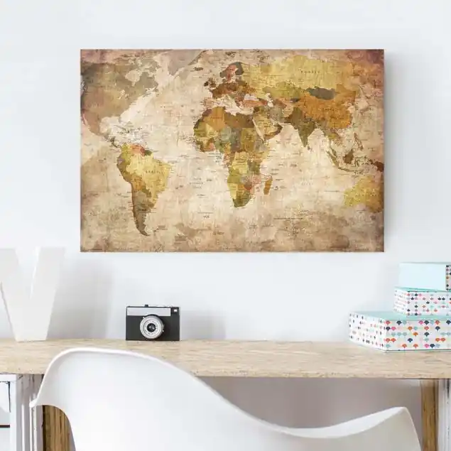 Weltkarte Glasbild - Querformat Heißes Angebot