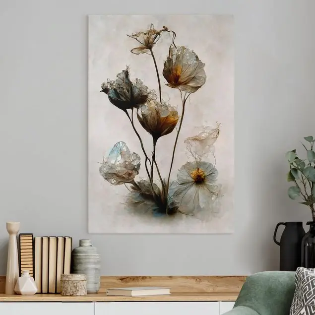 Sonderangebot Getrocknete Blüten Leinwandbild • hergestellt in Deutschland • langlebiges Canvas mit Holzkeilrahmen • klassische Struktur • 260 g/m²