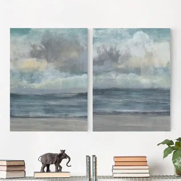 Mega-Angebot Strandaufgang Set I 2-teiliges Leinwandbild - Hochformat