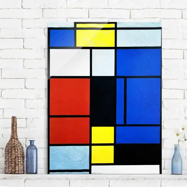 Piet Mondrian - Tableau No. 1 Glasbild - Hochformat Aktuell