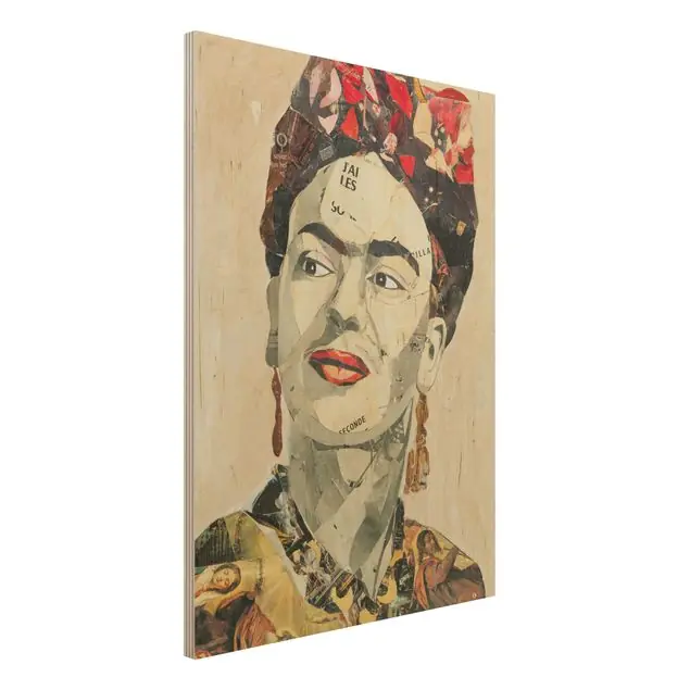 Frida Kahlo - Collage No.2 Holzbild - Hochformat 3:4 Super-Preis