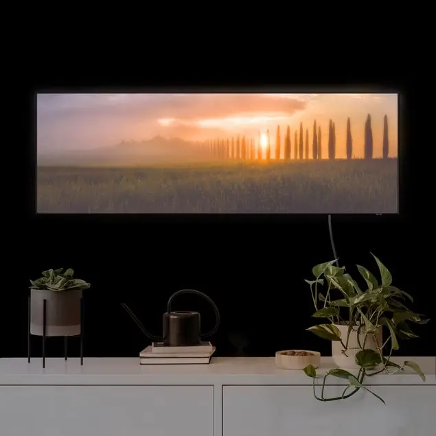 Morgendämmerung Toskana LED-Wechselbild Echt