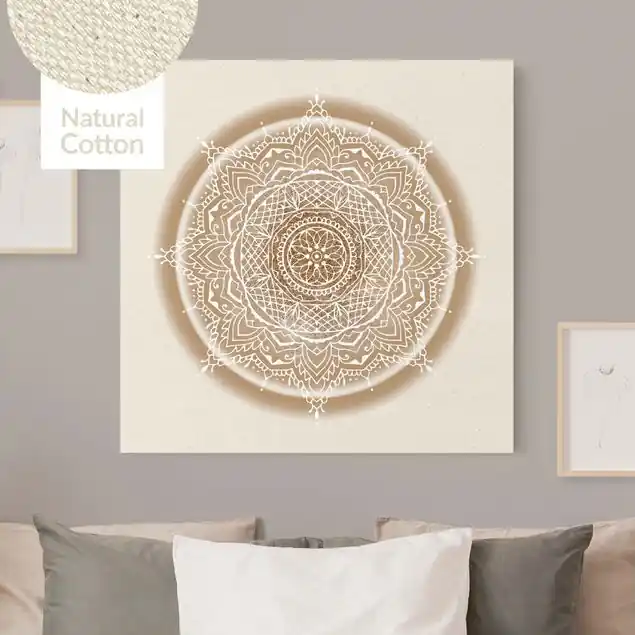 Mandala auf Goldkreis Leinwandbild auf Canvas Natural Nur Heute