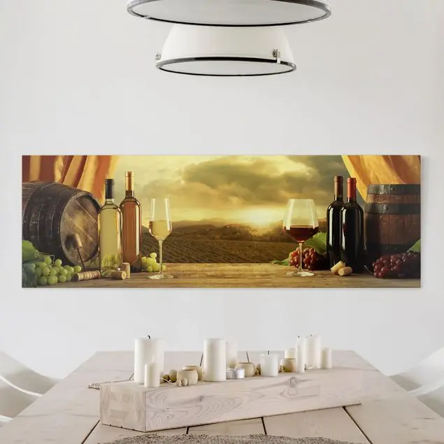 Preis Gesenkt Wein mit Ausblick Leinwandbild • hergestellt in Deutschland • langlebiges Canvas mit Holzkeilrahmen • klassische Struktur • 260 g/m²