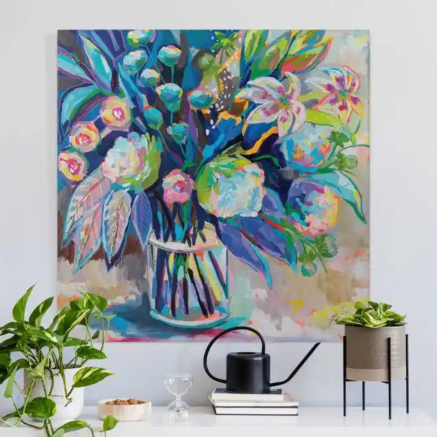 Knalliger Strauß Leinwandbild • hergestellt in Deutschland • langlebiges Canvas mit Holzkeilrahmen • klassische Struktur • 260 g/m² Nur Für Kurze Zeit