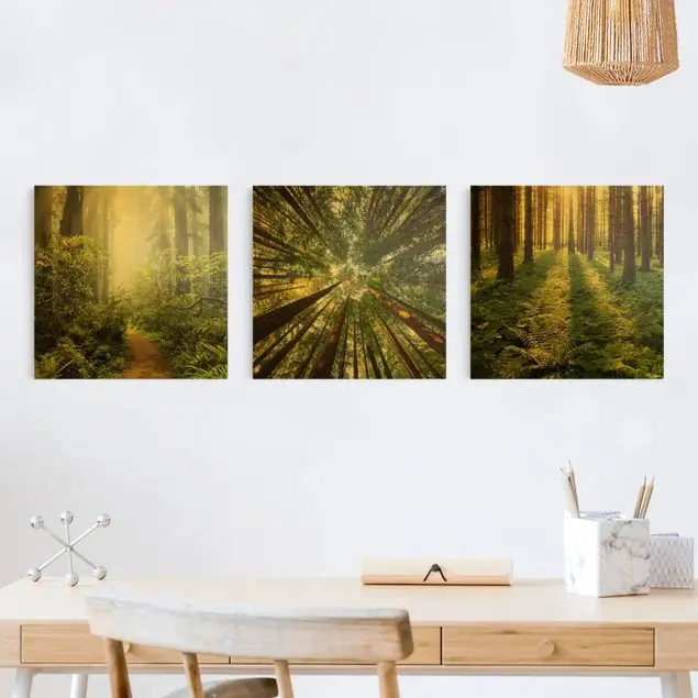 Wald Trio 3-teiliges Leinwandbild - Quadrat Markenware