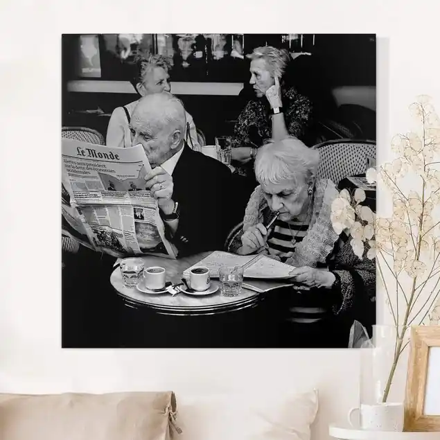 Frühstück zu Zweit Leinwandbild • hergestellt in Deutschland • langlebiges Canvas mit Holzkeilrahmen • klassische Struktur • 260 g/m² Kostenfreie Lieferung