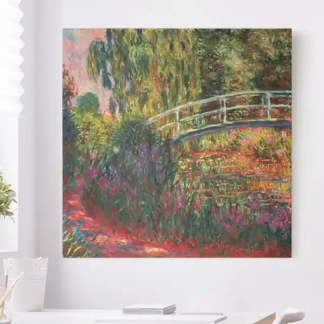 Angebot Claude Monet - Japanische Brücke im Garten von Giverny Leinwandbild • hergestellt in Deutschland • langlebiges Canvas mit Holzkeilrahmen • klassische Struktur • 260 g/m²