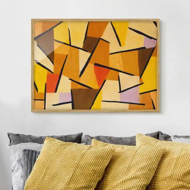 Rabatt Paul Klee - Harmonisierter Kampf Bild mit Rahmen in Manufakturqualität • Eiche naturbelassen • inkl. Rahmung von Hand • Made in Germany