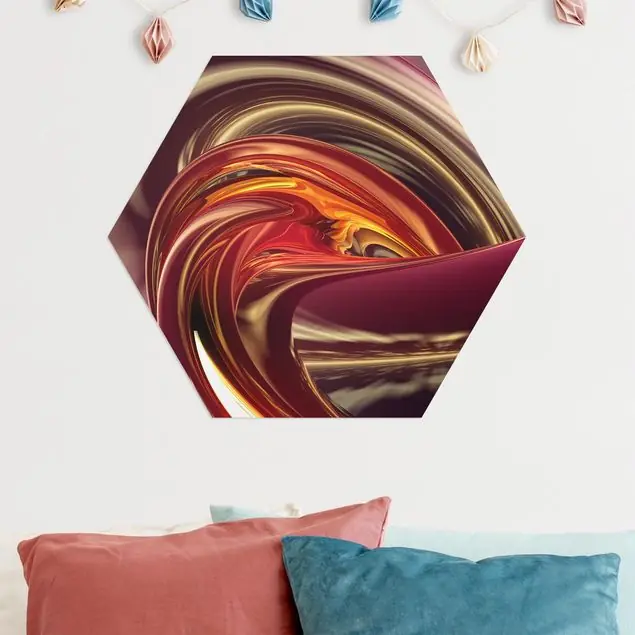 Heißes Angebot Fantastic Burning Hexagon-Alu-Dibond Bild