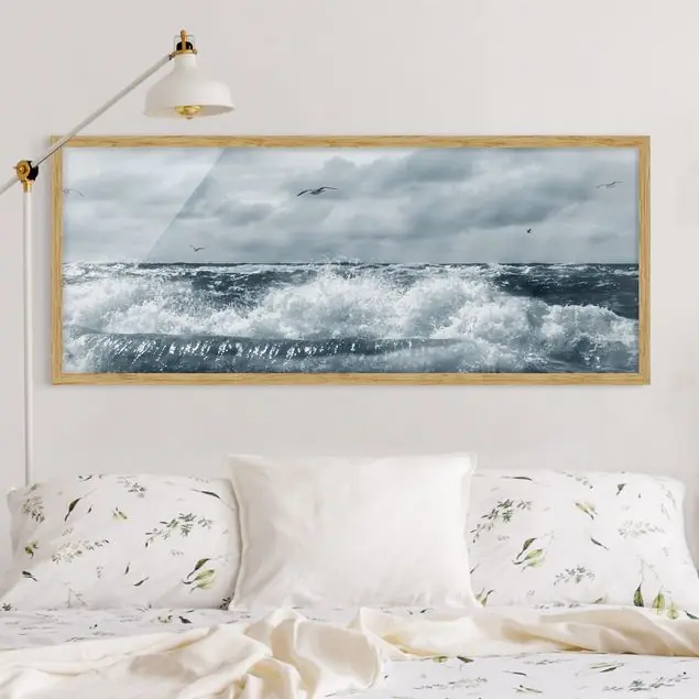 No.YK6 Lebendige Nordsee Bild mit Rahmen in Manufakturqualität • Eiche naturbelassen • inkl. Rahmung von Hand • Made in Germany Neu Im Sortiment