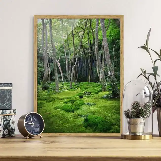 Zertifiziert Growing Trees Bild mit Rahmen in Manufakturqualität • Eiche naturbelassen • inkl. Rahmung von Hand • Made in Germany