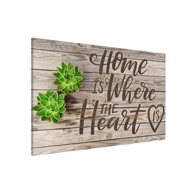 Markenware Home is where the Heart is auf Holzplanke Magnettafel
