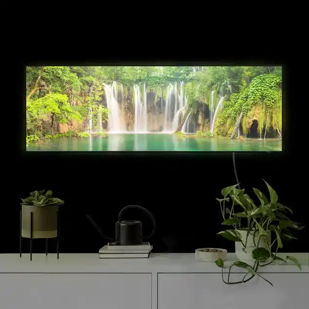 Wasserfall Plitvicer Seen LED-Wechselbild Sichere Zahlung